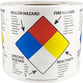 Specific Health Fire Reactivity Hazard Labels | 4 x 4" Inch Square | 500 Pack
