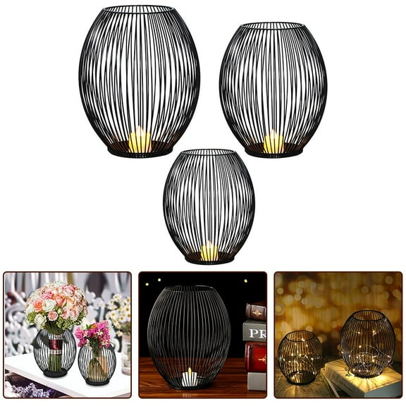 Specification Wide Range Birthdays Meditation Black Hollow Home Decor Wire Lantern Candle Holder Iron Multiple S S Smile Home