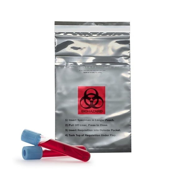 Specimen Bags 1000 Count - 6x10.25 Biohazard Bags with Adhesive Closure - Grey Opaque Specimen Transport Bags for Lab, Infirmary, Medical Use