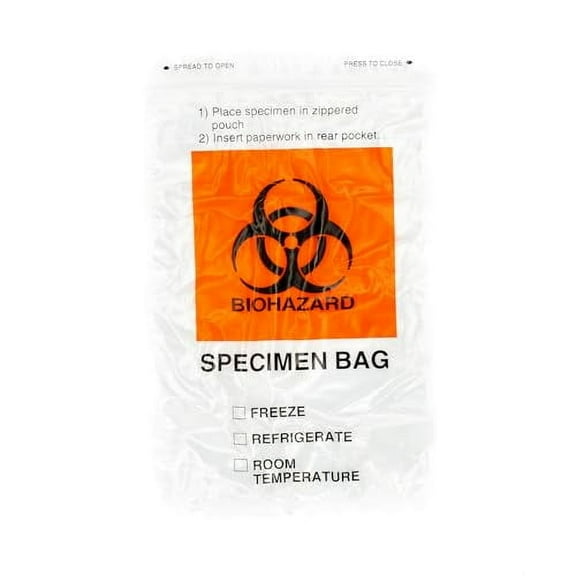 Specimen Biohazard Bags with Extra Pocket 6"x9" (Qty 1,000 bags) by BioRx Sponix