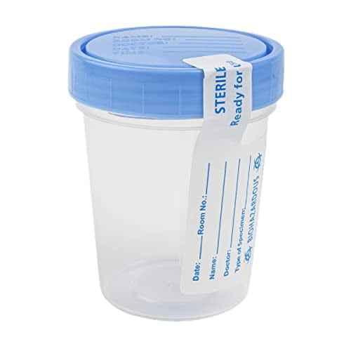 Specimen Collection Containers Single Use Urine Specimen Cups, Screw on Leak Resistant Lid, Included ID Label, 4 oz, 1 Count
