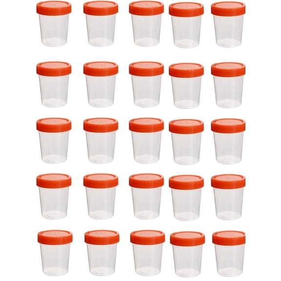 Specimen Containers - 120 mL - No Label - Non-Sterile - Red Caps - Pack of 25 by Sponix BioRx