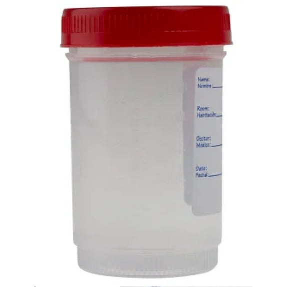 Specimen Containers 4 oz / 120 mL Cap Color: Red (Pack of 80) with ID Label, Sterile - PP by BioRx Sponix