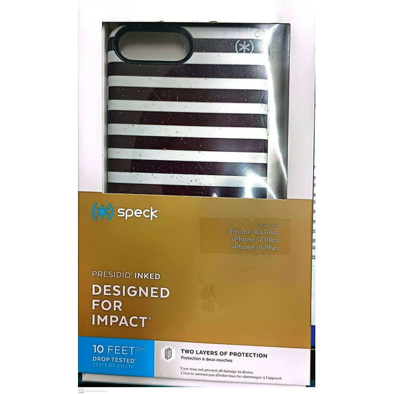Speck Apple iPhone 8 Plus/7 Plus/6s Plus/6 Plus Inked Case - Striped Gold Speckled/Marble Gray