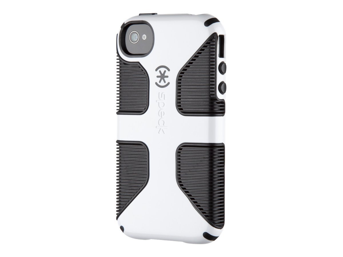Speck CandyShell Grip Case for cell phone plastic, rubber black, white