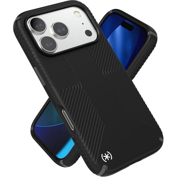 Speck PRESIDIO2 Grip for iPhone 17 Pro Case, MagSafe-Compatible, Slim Protective Case, Black/Slate Grey/White