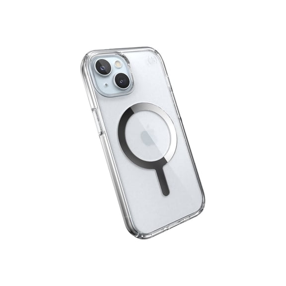 Speck Presidio 2 Grip - Back cover for cell phone - MagSafe compatibility - hard polycarbonate, soft thermoplastic polyurethane (TPU) - clear/frosted black - for Apple iPhone 13, 14, 15