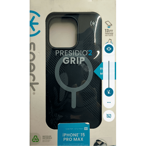 Speck Presidio 2 Grip Case with MagSafe For Apple iPhone 15 Pro Max- Black