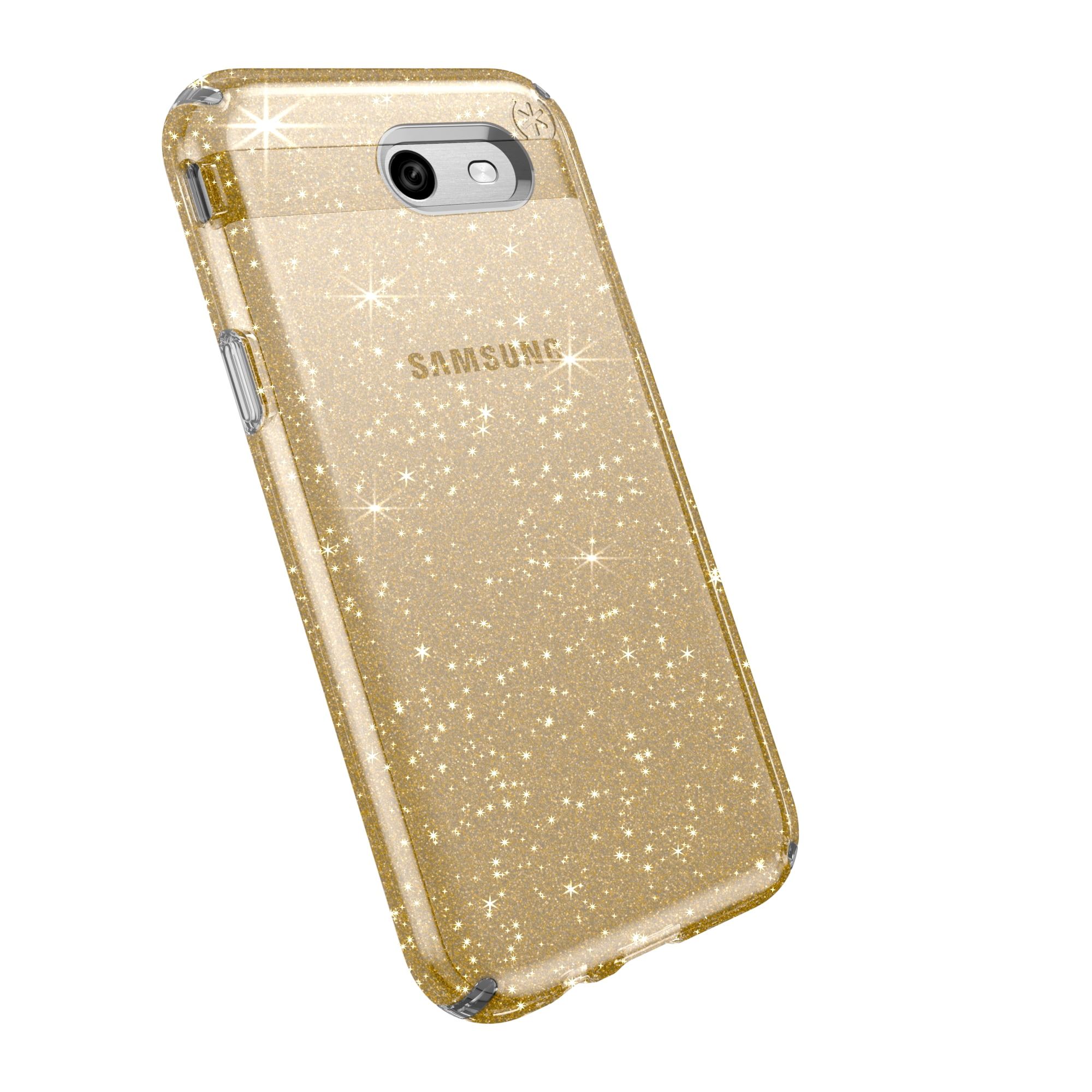 Speck Presidio Clear + Glitt for Sam J3 Emerge, Gold Glitter/Bella Pink
