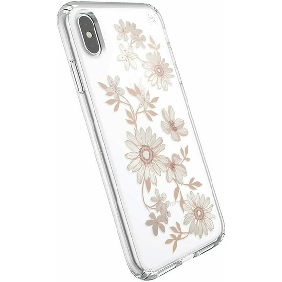 Speck Presidio Clear + Print Fairytale Floral Peach Gold Case for iPhone Xs Max