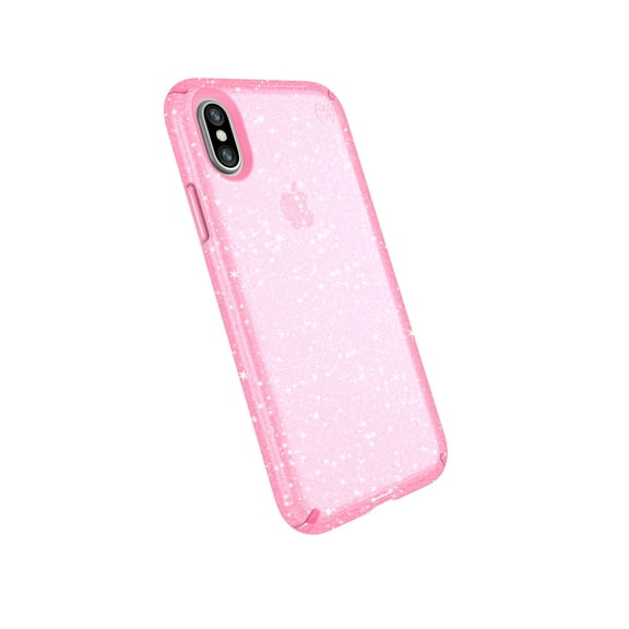 Speck Presidio Clear with Glitter for iPhone X, Bella Pink with Gold Glitter
