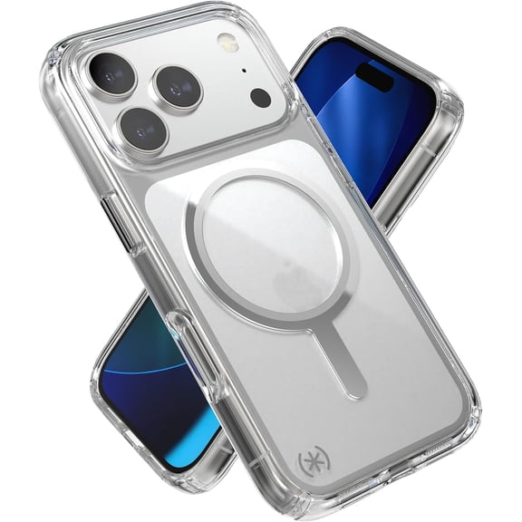 Speck Presidio Perfect-Clear MagSafe Compatible Slim Hard Shell Cell Phone Case for Apple iPhone 17 Pro, Clear