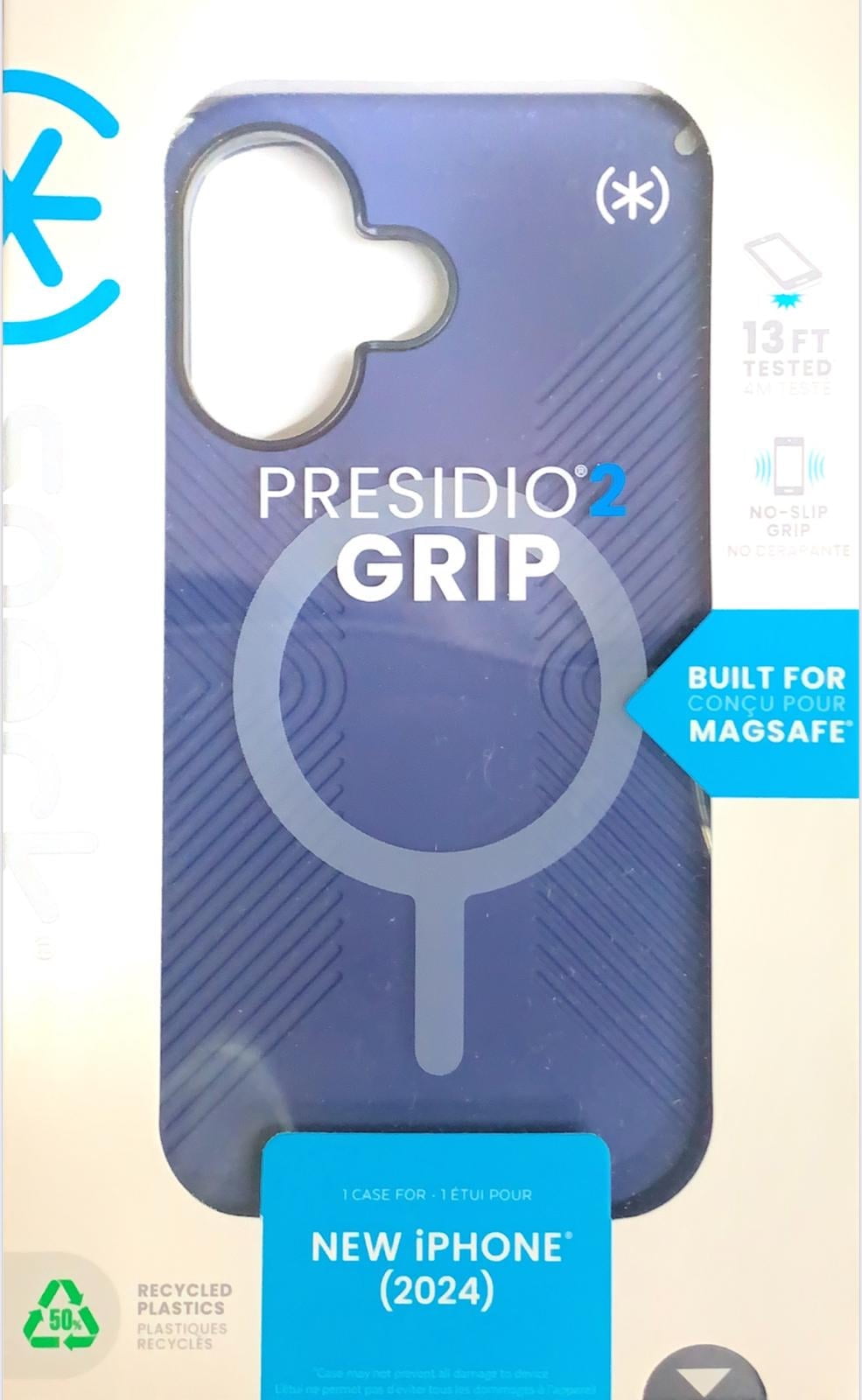 Speck Presidio2 Grip MagSafe for Apple iPhone 16 Case, Coastal Blue/Dust Grey