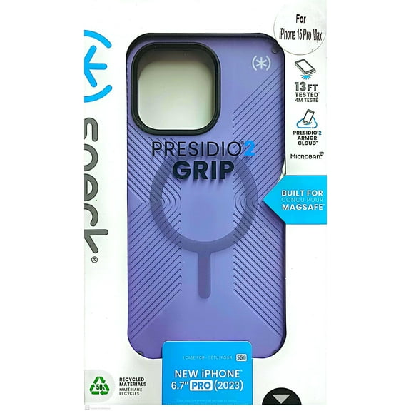 Speck Presidio2 Grip with MagSafe Case For iPhone 15 Pro Max-Spring Purple
