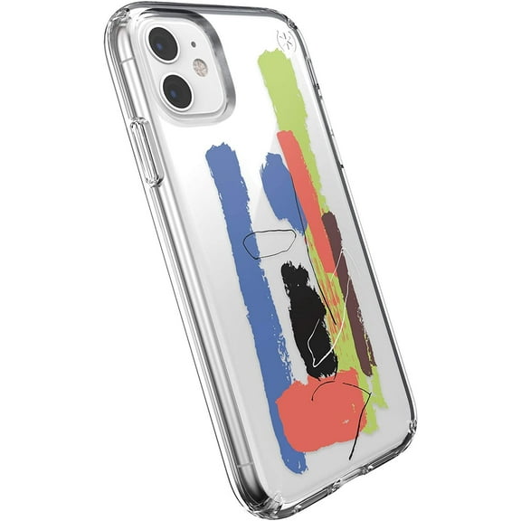 Speck Products Presidio Clear + Print iPhone 11Case, PaintSplatter Blue/Clear