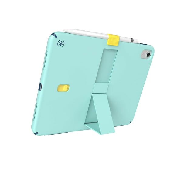 Speck iPad 10.9 Inch Tablet Case and Stand - Scratch Resistant, Drop Protection & Quick Release Kickstand - for iPad 10th Gen 2022 - StandyShell Glass Teal/Deep Sea Blue/Daisy Yellow