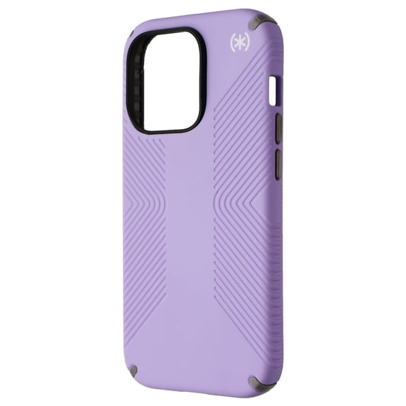Speck iPhone 14 Pro Case-Presidio2 Grip-MagSafe-Spring Purple and Cloudy Gray