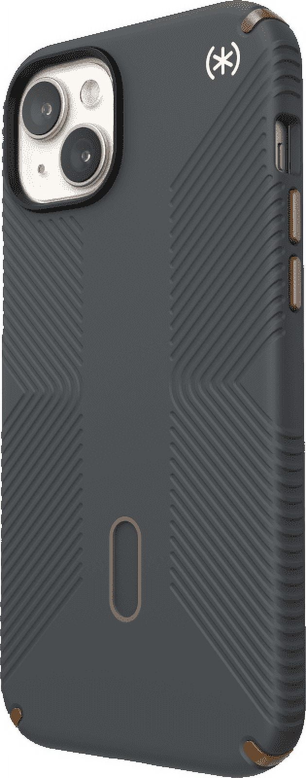 Speck iPhone 15 Plus Case-Presidio2 Grip-ClickLock-MagSafe-6.7 Inch Phone Case-Charcoal Grey/Cool Bronze/White