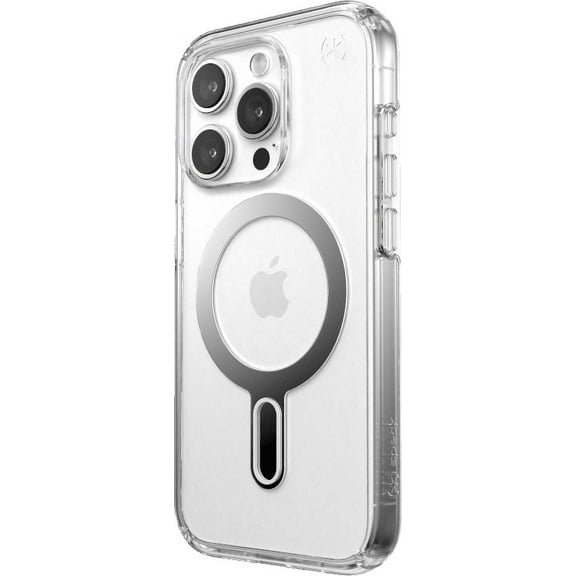 Speck iPhone 15 Pro Case-Presidio Perfect-Clear-ClickLock-MagSafe-6.1 Inch Phone Case-Clear/Chrome