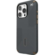 Speck iPhone 15 Pro Case-Presidio2 Grip-ClickLock-MagSafe-6.1 Inch Phone Case-Charcoal Grey/Cool Bronze/White