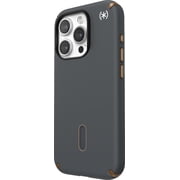 Speck iPhone 15 Pro Case-Presidio2 Pro-ClickLock-MagSafe-6.1 Inch Phone Case-Charcoal Grey/Cool Bronze/White
