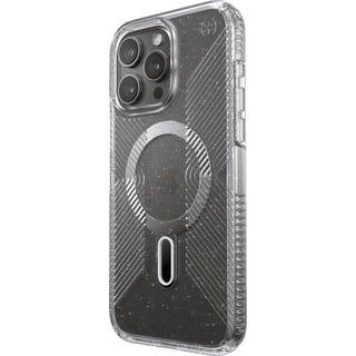 Speck iPhone 15 Pro Max Case-Presidio Lux Grip-ClickLock-MagSafe-6.7 Inch Phone Case-Clear/Platinum Glitter