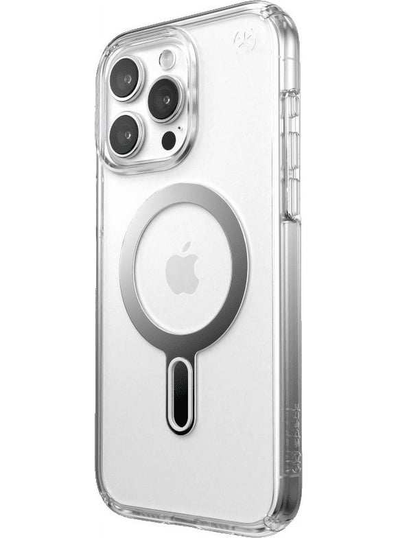 Speck iPhone 15 Pro Max Case-Presidio Perfect-Clear-ClickLock-MagSafe-6.7 Inch Phone Case-Presidio Clear/Chrome