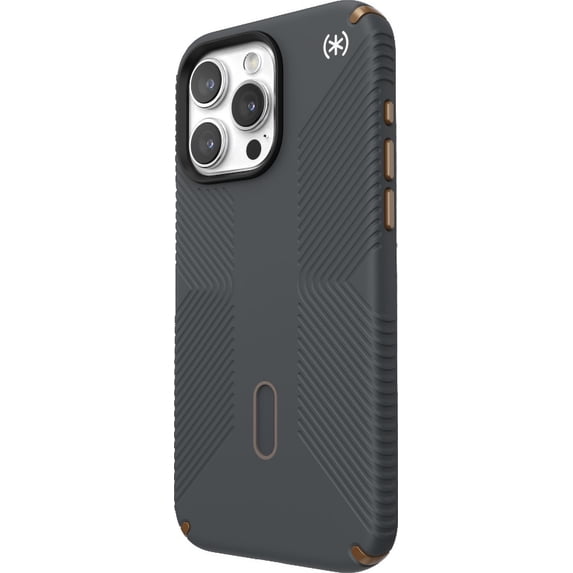 Speck iPhone 15 Pro Max Case-Presidio2 Grip-ClickLock-MagSafe-6.7 Inch Phone Case-Charcoal Grey/Cool Bronze/White