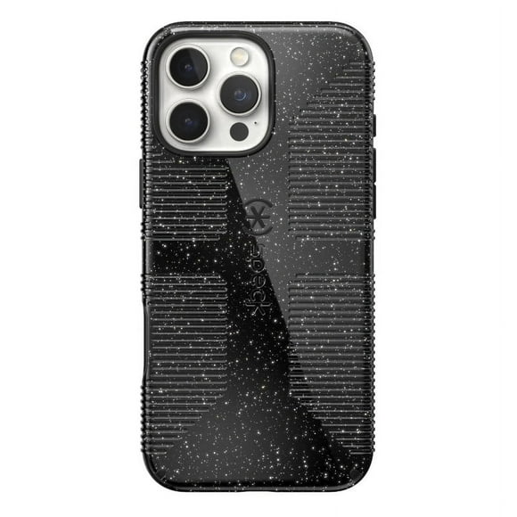Speck iPhone 16 Pro Max CandyShell Grip with MagSafe in Black Glitter and Steel Black
