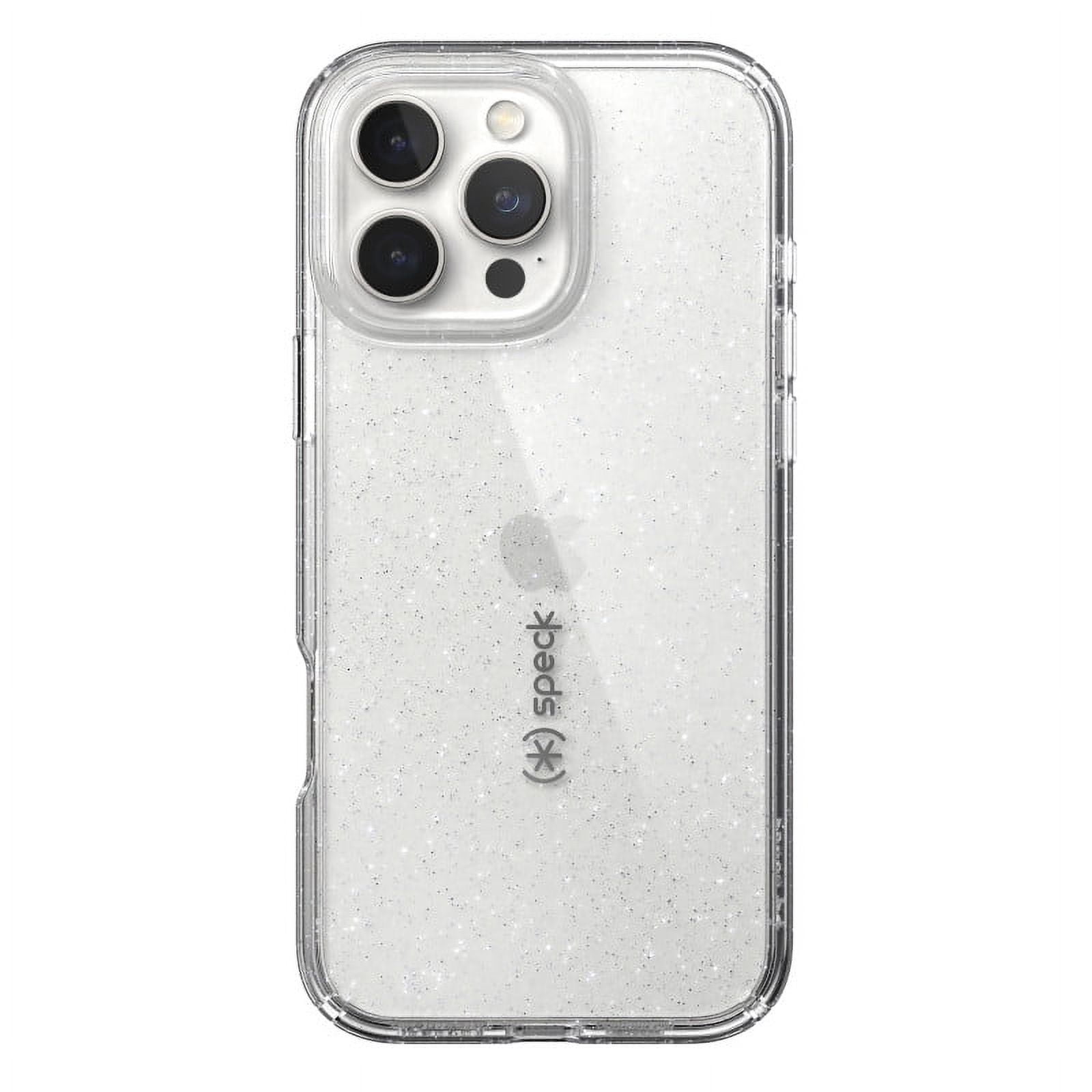Speck iPhone 16 Pro Max Gemshell Lux in Clear and Platinum Glitter