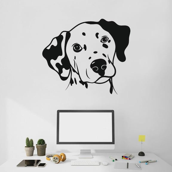 Speckle Dog Head Wall Decal Animal Pet Dalmatian Mural Grooming Salon Pets Shop Interior Decor Door Window Vinyl Stickers 57x66cm
