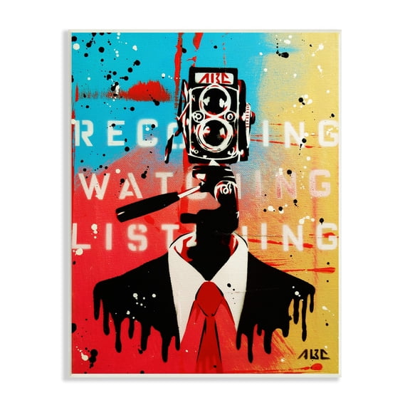 Speckled Abstract Person Bold Camera Text Collage Abstract Painting Unframed Art Print Wall Art