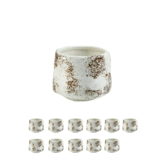 Speckled Ceramic Round Vases, Set of 12