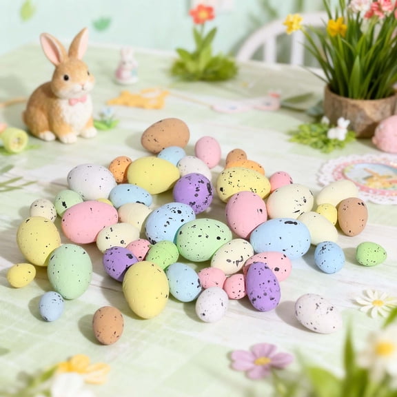 Speckled Easter Eggs Bulk for Party Filler Decor, Mini Foam Easter Eggs for Table Setting, Pastel Easter Egg Decorations for Basket Filling