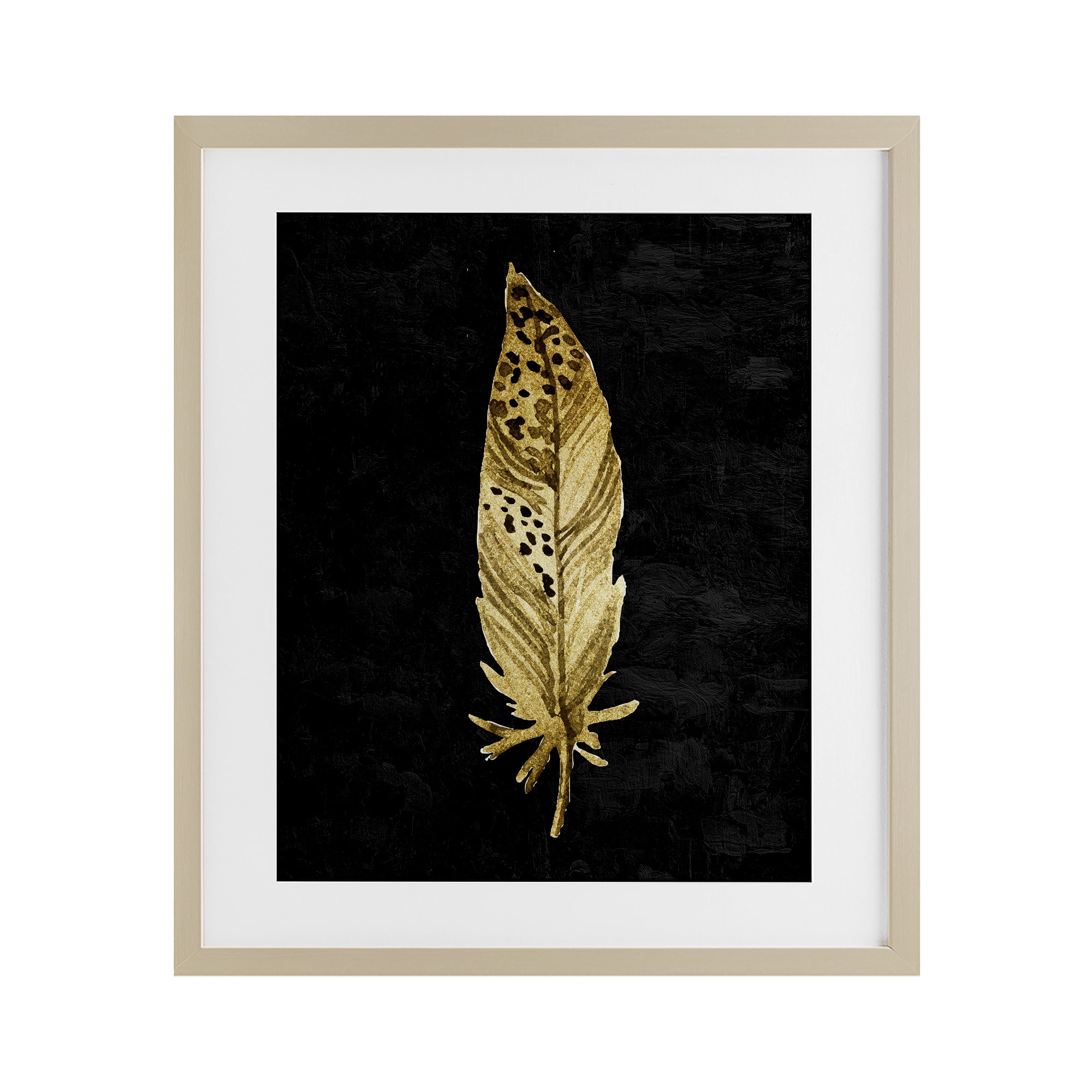 Speckled Feather on Black Birch Framed Print Under Glass, design by Kim Allen