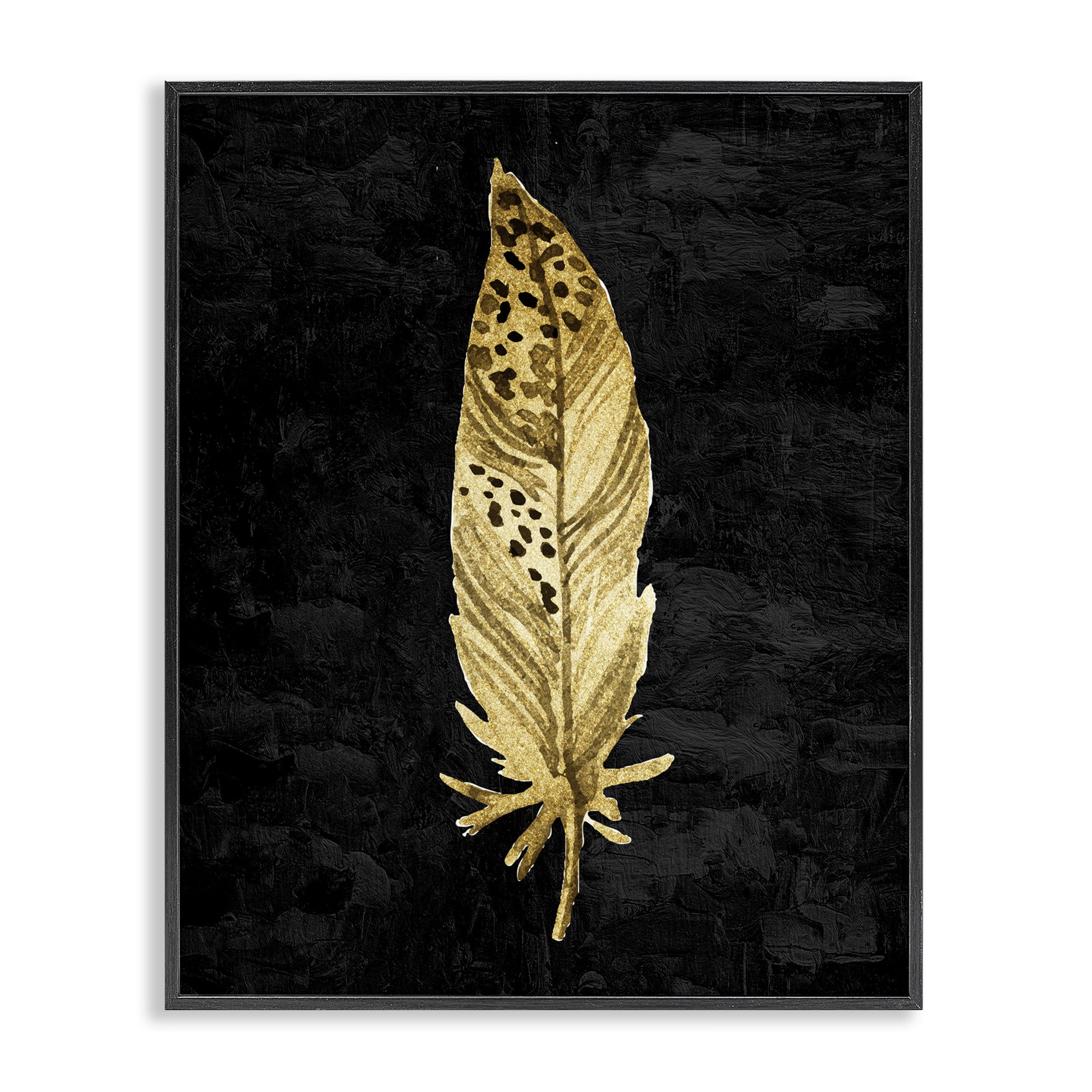 Speckled Feather on Black Black Framed Giclee Art, design by Kim Allen