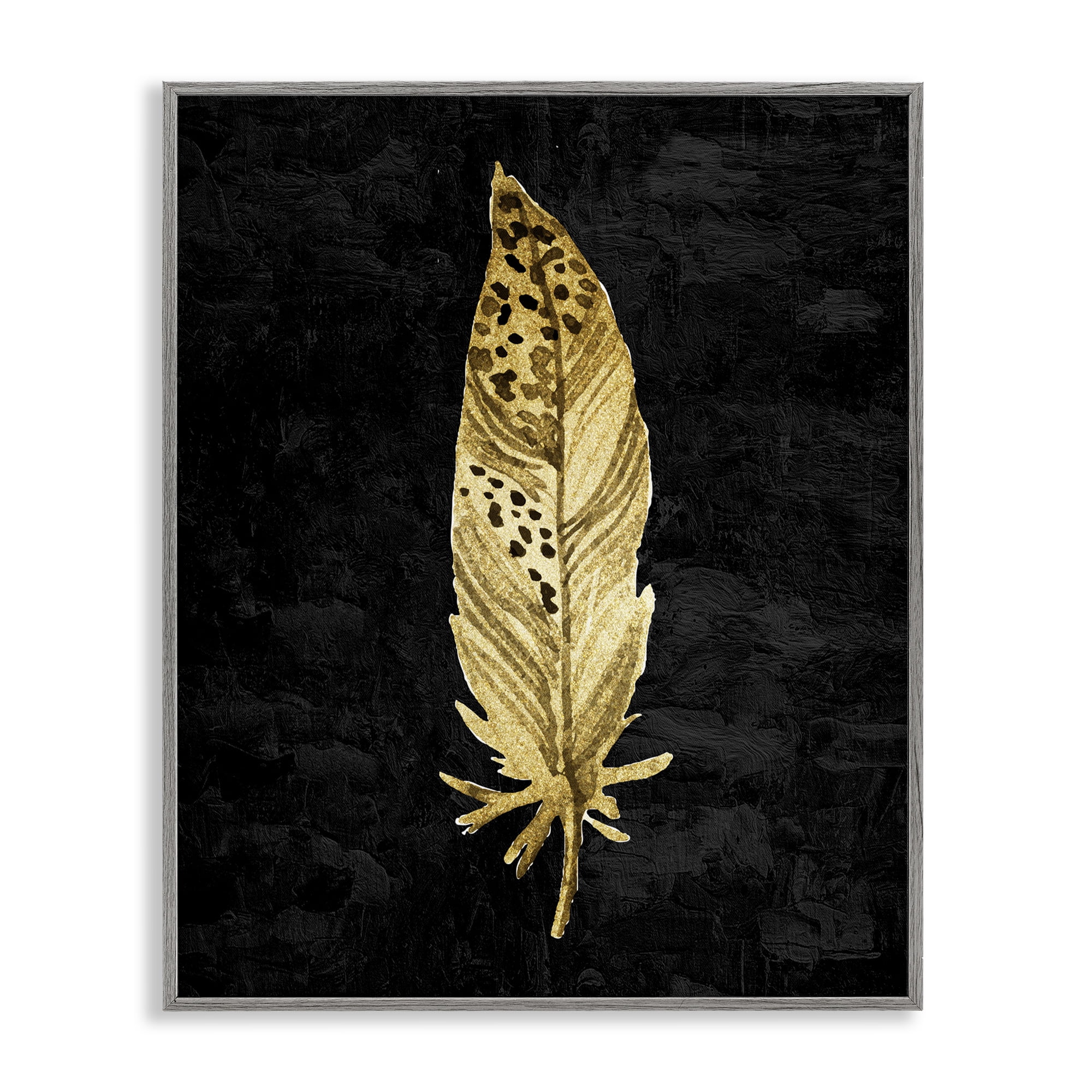 Speckled Feather on Black Gray Framed Giclee Art, design by Kim Allen
