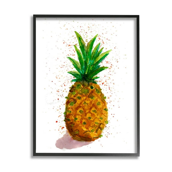 Speckled Pineapple Tropical Fruit Food & Beverage Graphic Art Black Framed Art Print Wall Art