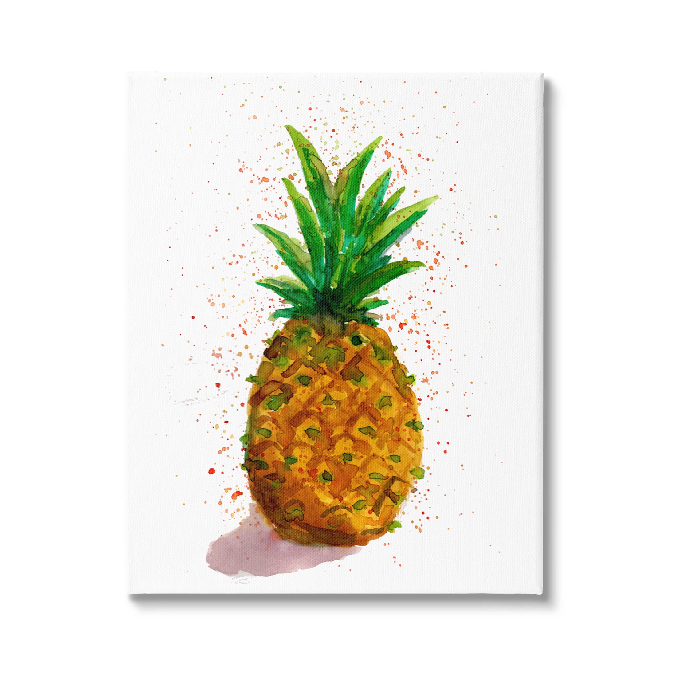 Speckled Pineapple Tropical Fruit Green and Yellow Canvas Wall Art
