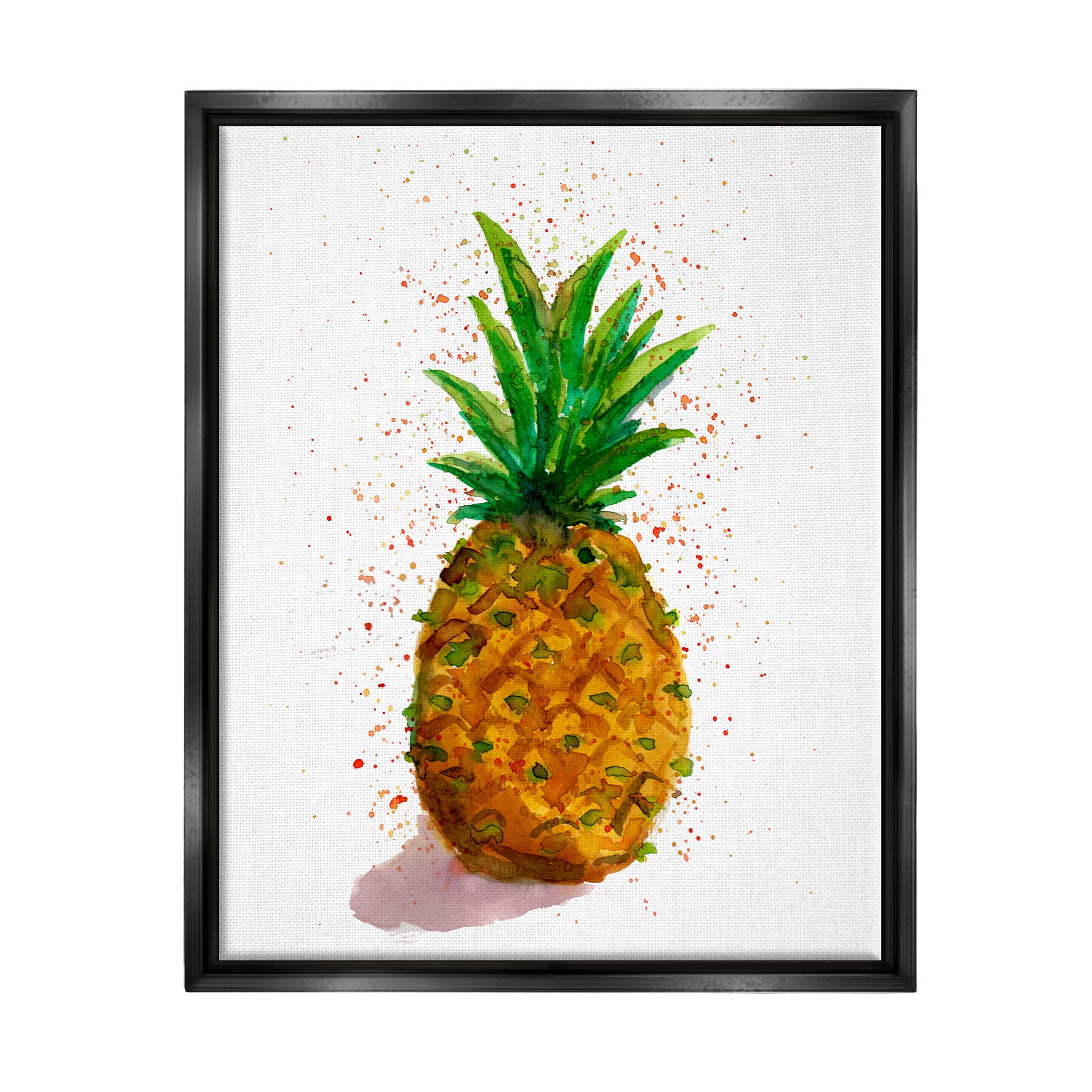 Speckled Pineapple Tropical Fruit Art with Black Frame