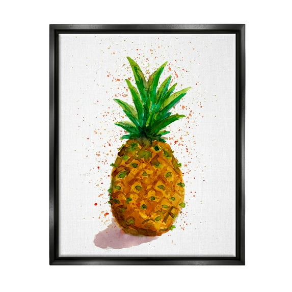 Speckled Pineapple Tropical Fruit Food & Beverage Graphic Art Jet Black Framed Art Print Wall Art