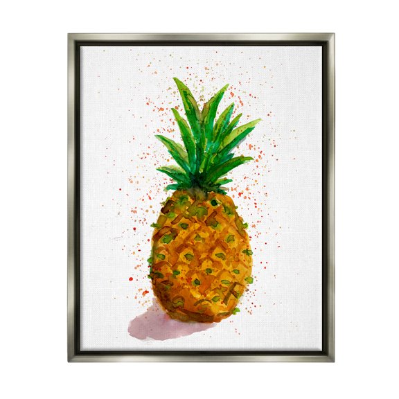 Speckled Pineapple Tropical Fruit Food & Beverage Graphic Art Luster Gray Framed Art Print Wall Art
