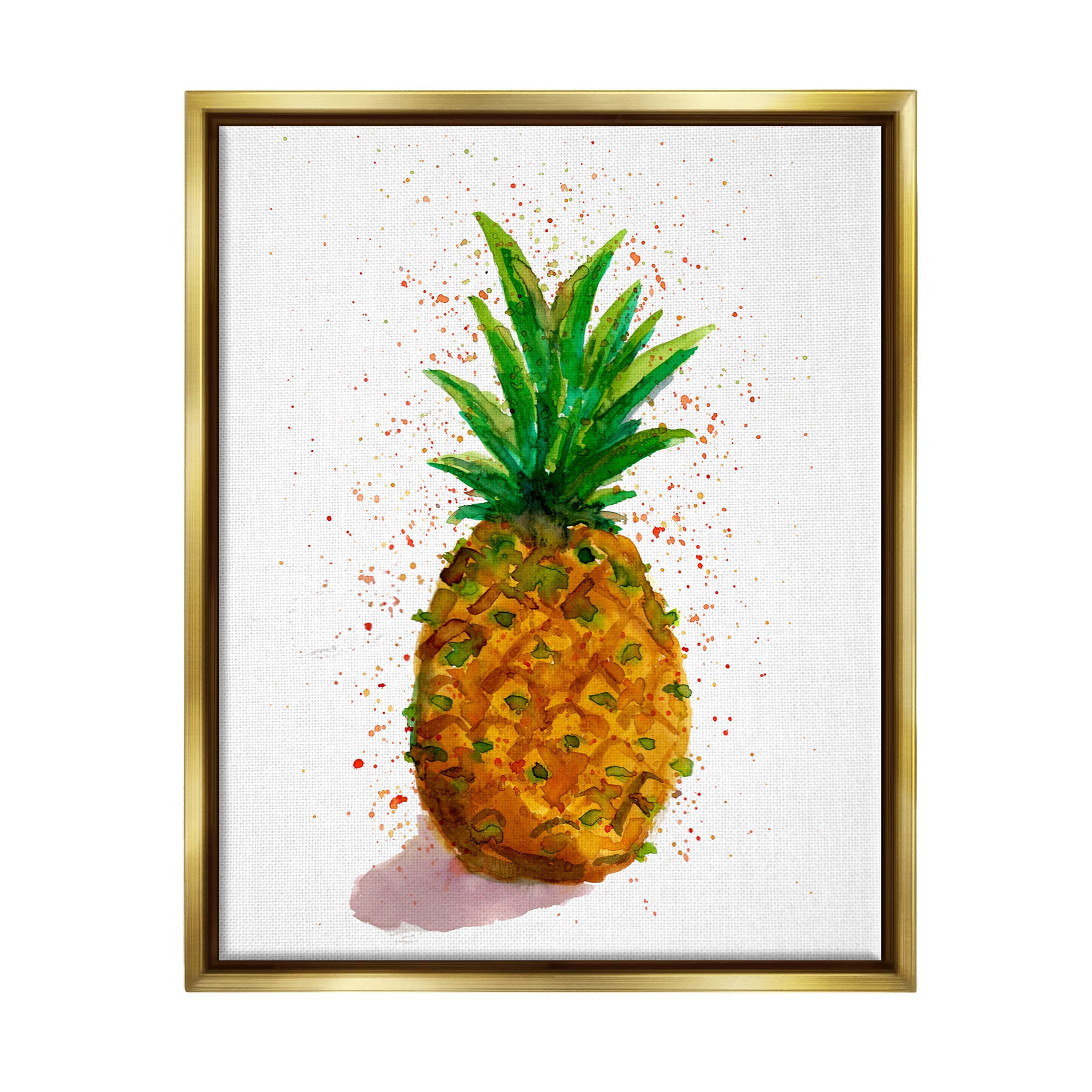 Speckled Pineapple Tropical Fruit Food & Beverage Graphic Art Metallic Gold Framed Art Print Wall Art