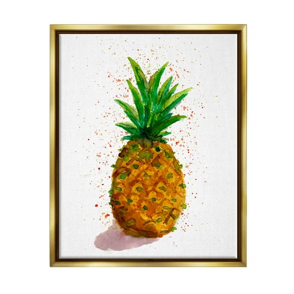 Speckled Pineapple Tropical Fruit Food & Beverage Graphic Art Metallic Gold Framed Art Print Wall Art