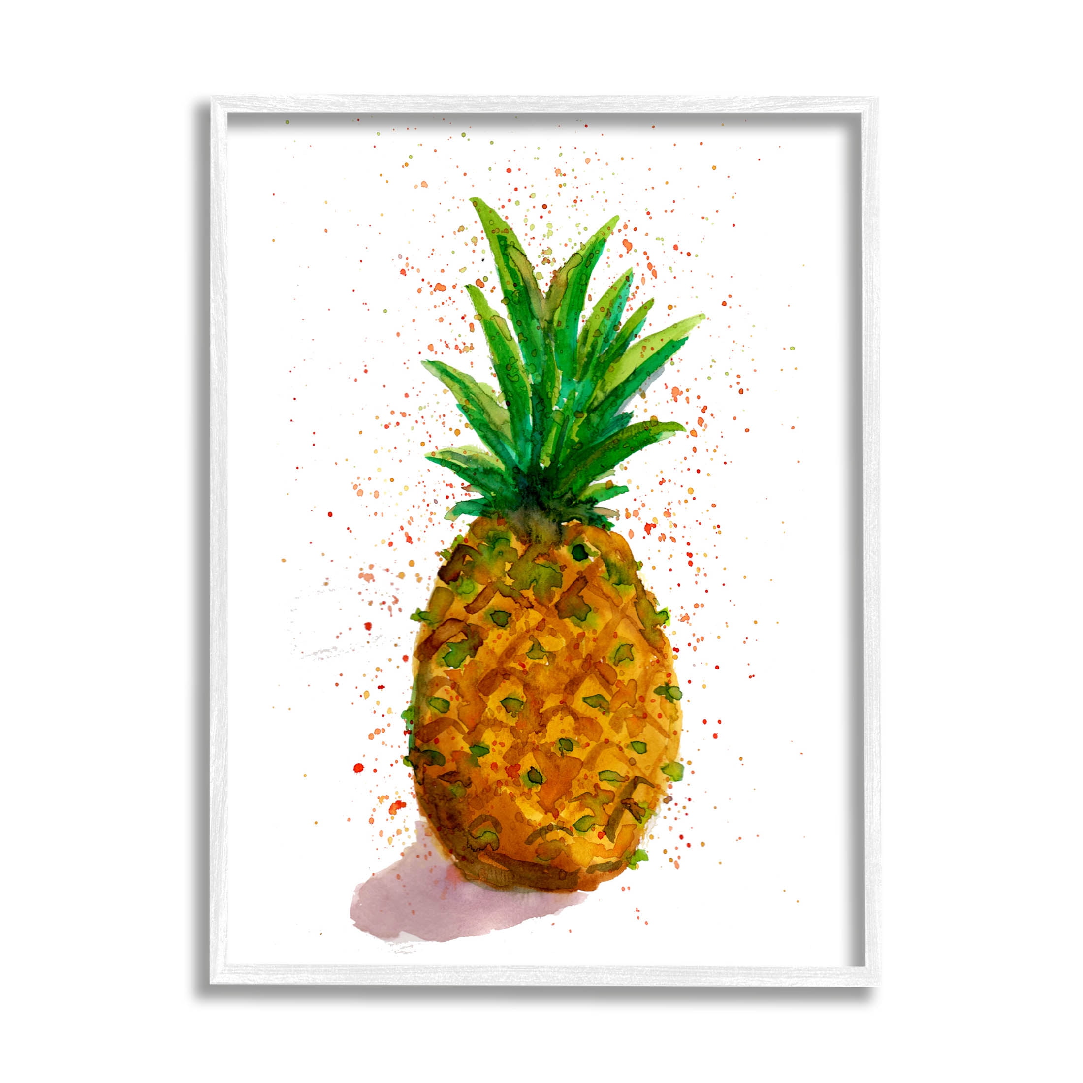 White Framed Tropical Pineapple Graphic Art Print, 11 x 14