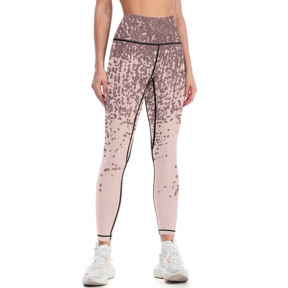 Speckled Rose Gold Glitter on Blush Pink Leggings Golf wear exercise clothing for Sports pants for Womens Leggings