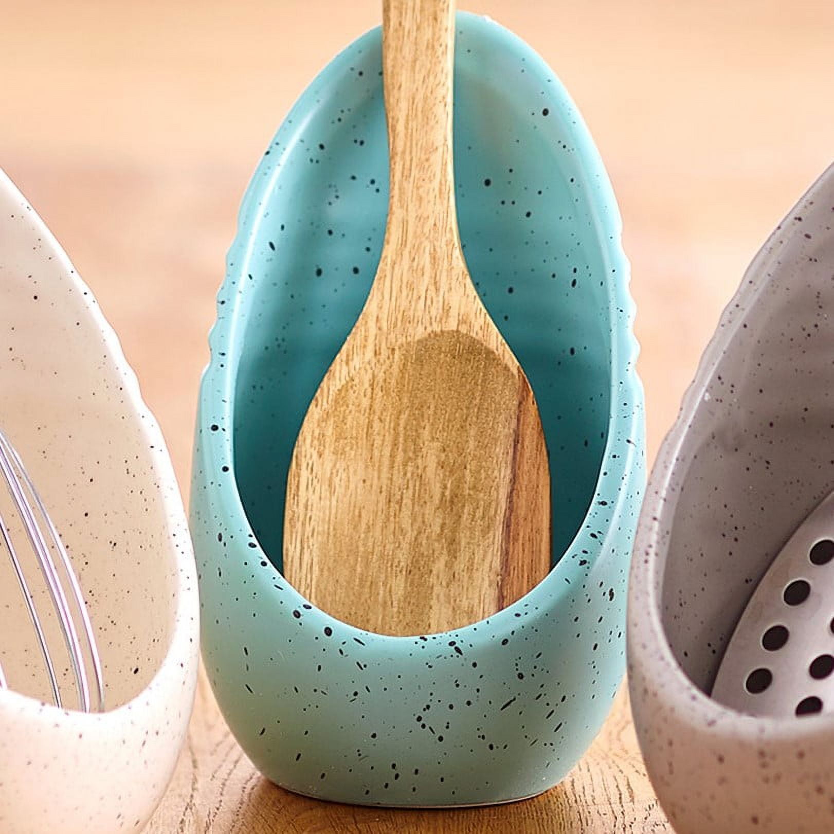 Turquoise Spoon Rest for Stove Top, DAYYET Ceramic Teal Large Spoon Holder,  Spoon Rest for Kitchen Counter, Spatula Holder Utensil Rest for Ladles