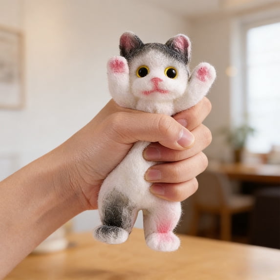 Specks Stress Ball Cute Cat Face Design Gradient Color Sugar Speckle Texture Handheld Squeeze Desktop Relaxation Anxiety Relief Doll