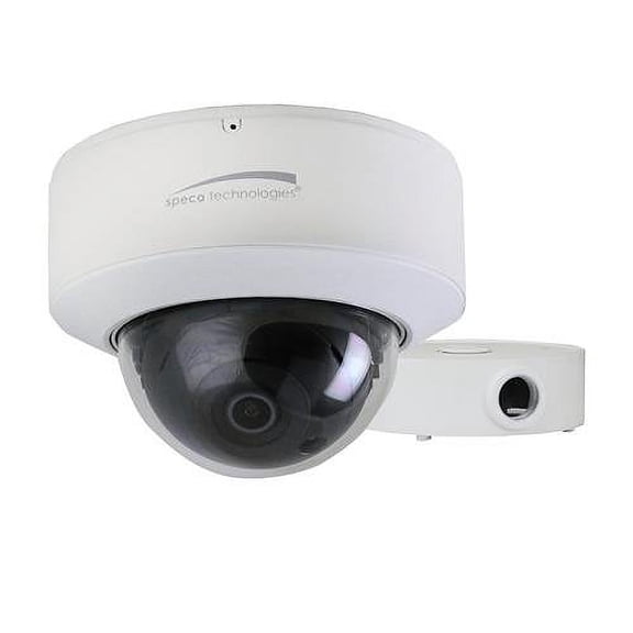 Speco O5D2 5MP IR Dome IP Camera with Advanced Analytics and Junction Box, 2.8mm Fixed Lens, White