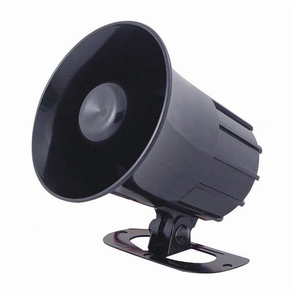 PA Speaker, Siren, Pulse, 6 to 12V DC, 120 dB, ABS Plastic, Black, Pivot/Swivel Mount
